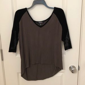 Velvet and army green top